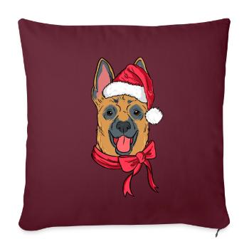 Berger allemand Noël Chapeau Chien Amant Noël - Housse de coussin décorative 45 x 45 cm - bordeaux - Devant