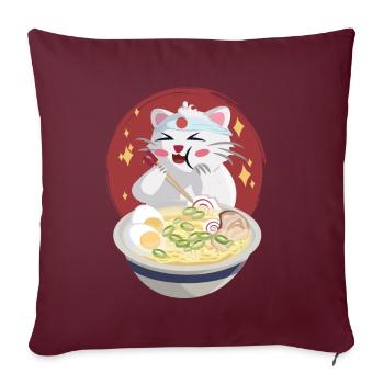 Le chat mange des nouilles - Housse de coussin décorative 45 x 45 cm - bordeaux - Devant