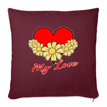 Amour - mon amour - Housse de coussin décorative 45 x 45 cm - bordeaux - Devant