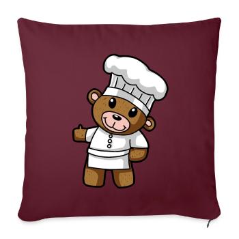 Art culinaire Teddy Chef Cuisine Dessin Ours Comique - Housse de coussin décorative 45 x 45 cm - bordeaux - Devant