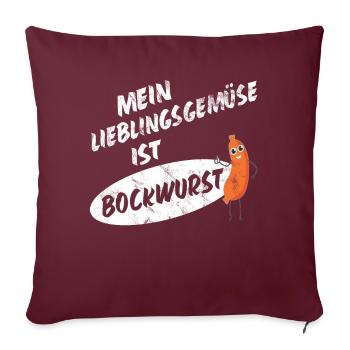 Mein Lieblingsgemüse ist Bockwurst 2- Sausage - Sofakissenbezug 45 x 45 cm - Burgunderrot - Vorne