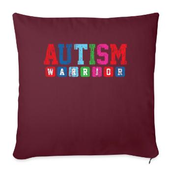 Sensibilisation à l'autisme Autisme Guerrier Autisme - Housse de coussin décorative 45 x 45 cm - bordeaux - Devant