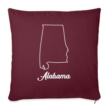 Carte de l'Alabama - Housse de coussin décorative 45 x 45 cm - bordeaux - Devant