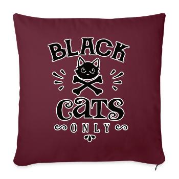 Chat noir - Housse de coussin décorative 45 x 45 cm - bordeaux - Devant