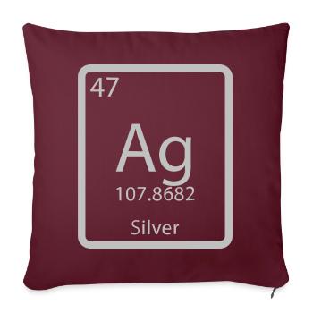 Tableau périodique des éléments chimiques en argent argenté - Housse de coussin décorative 45 x 45 cm - bordeaux - Devant