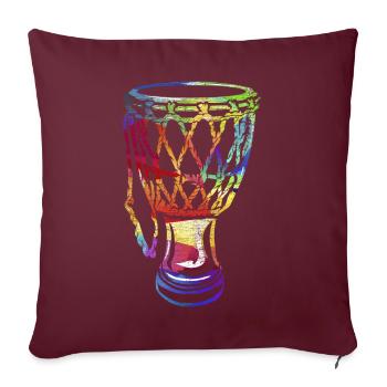 Cadeau de tambour de coupe Djembe - Housse de coussin décorative 45 x 45 cm - bordeaux - Devant