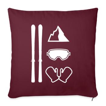 Ski logo icônes de skieur montagnes de skieur minimaliste - Housse de coussin décorative 45 x 45 cm - bordeaux - Devant