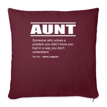 Description drôle t-shirt édition de tante - Housse de coussin décorative 45 x 45 cm - bordeaux - Devant