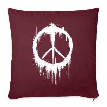 Friedensschild 60er Jahre 70er Jahre Retro Hippie - Sofakissenbezug 45 x 45 cm - Burgunderrot - Vorne