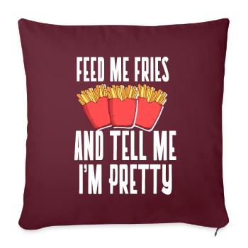 Pommes Frites Pommfritz Fritten Imbiss Fries - Sofakissenbezug 45 x 45 cm - Burgunderrot - Vorne