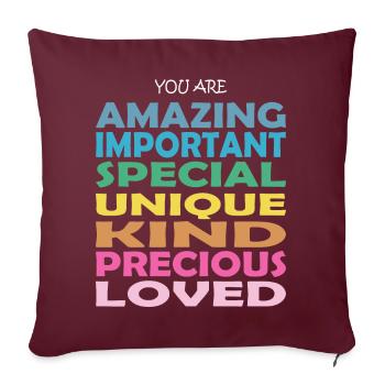 YOU ARE AMAZING LOVED. Motivational Sayings. - Housse de coussin décorative 45 x 45 cm - bordeaux - Devant