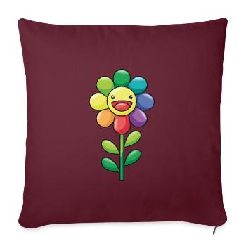 Coloré fleur tournesol arc en ciel couleurs enfants - Housse de coussin décorative 45 x 45 cm - bordeaux - Devant
