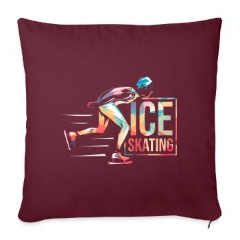 Patinage sur glace - Housse de coussin décorative 45 x 45 cm - bordeaux - Devant