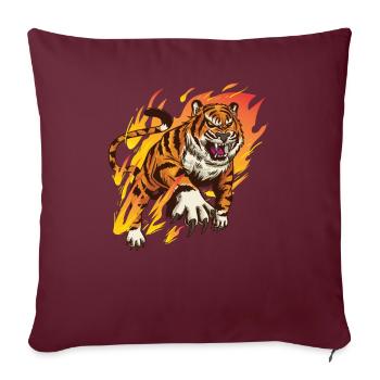 Tigre avec flammes - tigres amoureux - Housse de coussin décorative 45 x 45 cm - bordeaux - Devant