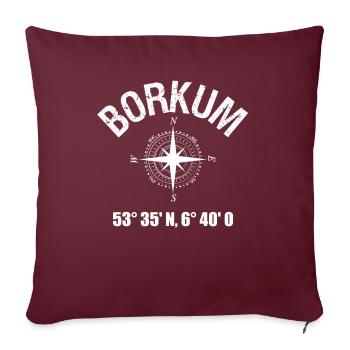 Borkum coordonne les vacances sur l'île de la mer Baltique - Housse de coussin décorative 45 x 45 cm - bordeaux - Devant