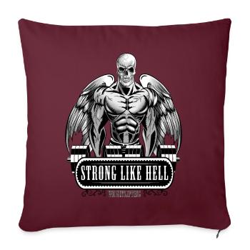 Totenkopf, Schädel Muskel Bodybuilder mit Hanteln - Sofakissenbezug 45 x 45 cm - Burgunderrot - Vorne
