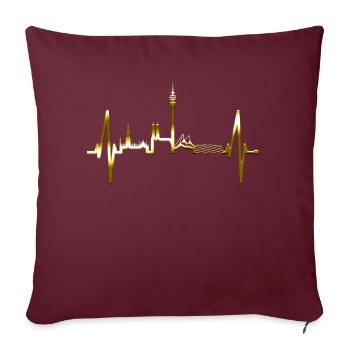 Munich Skyline Heartbeat Bayern Munich Fan Or - Housse de coussin décorative 45 x 45 cm - bordeaux - Devant