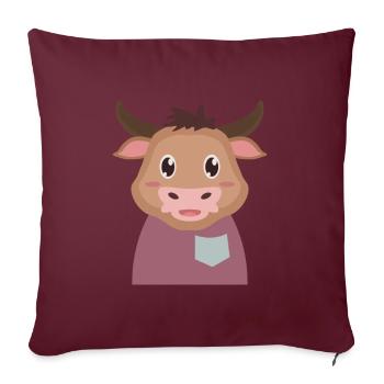 Taureau vache - Housse de coussin décorative 45 x 45 cm - bordeaux - Devant