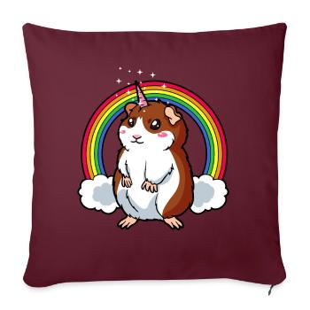 Licorne Cochon d'Inde Arc-en-ciel - Housse de coussin décorative 45 x 45 cm - bordeaux - Devant