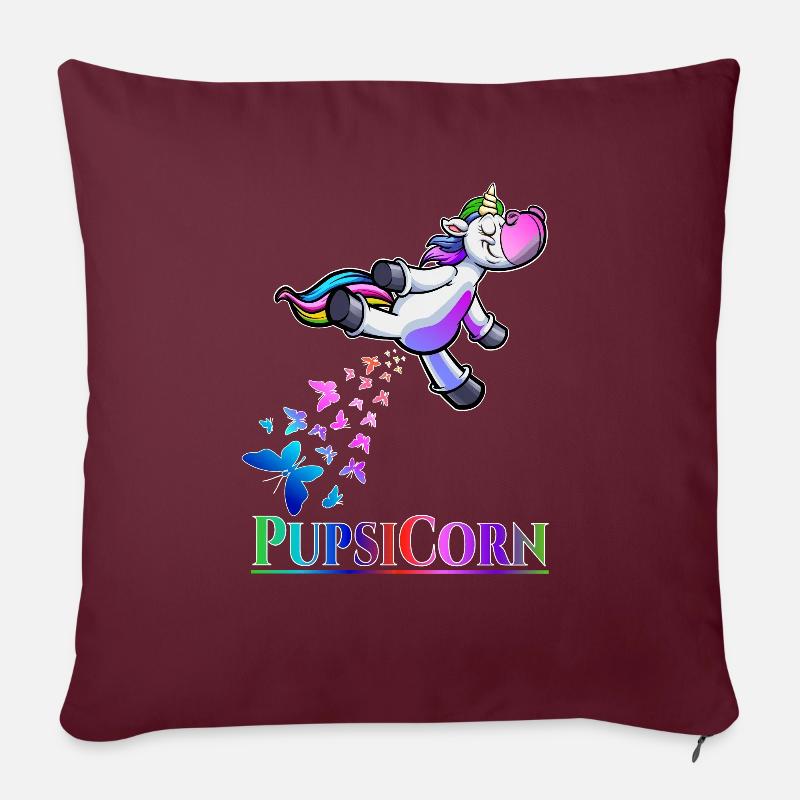 Lustiges Pupsen Einhorn Geschenk Unicorn Pupsicorn - Sofakissenbezug 45 x 45 cm - Burgunderrot