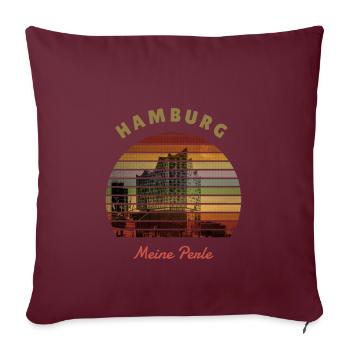 Vintage Hambourg maison ma perle - Housse de coussin décorative 45 x 45 cm - bordeaux - Devant