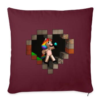Einhorn Herz - Sofakissenbezug 45 x 45 cm - Burgunderrot - Vorne