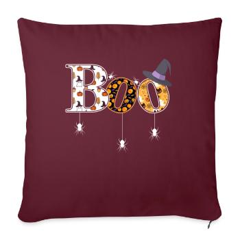 Boo Halloween araignées chapeau sorcière déguisement - Housse de coussin décorative 45 x 45 cm - bordeaux - Devant