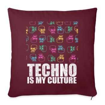 La techno est mon cadeau de conception de crâne de culture - Housse de coussin décorative 45 x 45 cm - bordeaux - Devant
