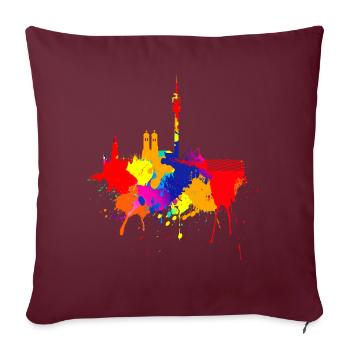 Munich Skyline Couleurs colorées Peinture Bavaria Fan - Housse de coussin décorative 45 x 45 cm - bordeaux - Devant