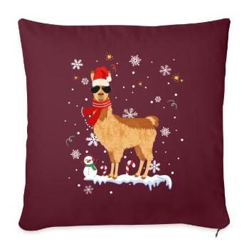 Cool alpaca llama Christmas decoration snowflakes - Sofa pillowcase 17,3'' x 17,3'' (45 x 45 cm) - burgundy - Front