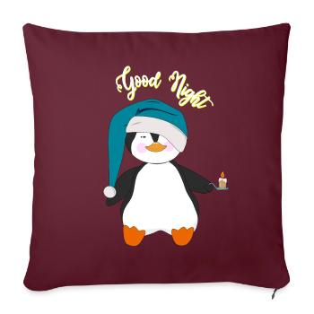 Penguin Good Night - Sofa pillowcase 17,3'' x 17,3'' (45 x 45 cm) - burgundy - Front