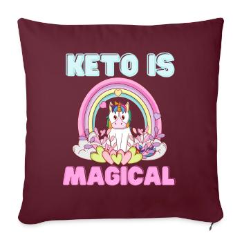 Keto est un arc-en-ciel de licorne magique - Housse de coussin décorative 45 x 45 cm - bordeaux - Devant