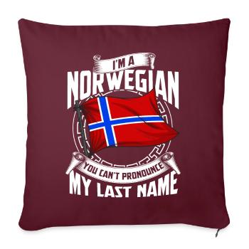 Norwegen Name Wikinger Fjord Elch Norge Norway - Sofakissenbezug 45 x 45 cm - Burgunderrot - Vorne