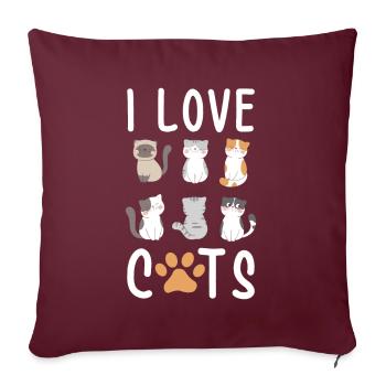 J'aime les chats j'aime les chats - Housse de coussin décorative 45 x 45 cm - bordeaux - Devant