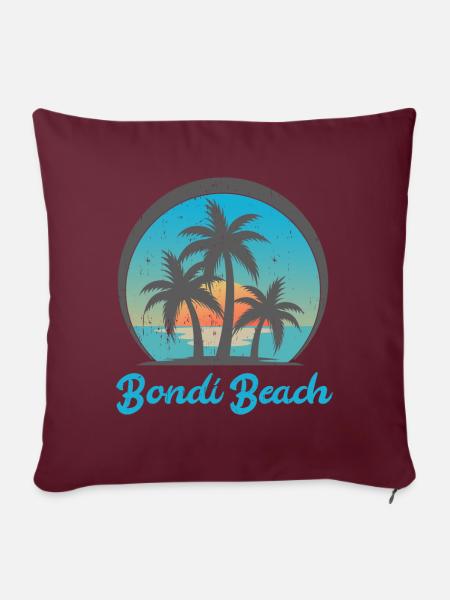 Bondi Beach Vintage Palm - Sofakissenbezug 45 x 45 cm - Burgunderrot