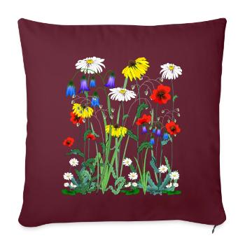 Fleur fleur sauvage pré prairie sauvage - Housse de coussin décorative 45 x 45 cm - bordeaux - Devant