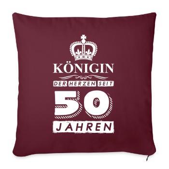 50 Geburtstag Königin der Herzen 1971 - Sofakissenbezug 45 x 45 cm - Burgunderrot - Vorne