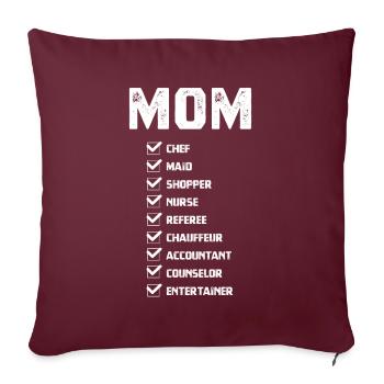Mom Funny Jobs - Cadeau fête des mères Cool - Housse de coussin décorative 45 x 45 cm - bordeaux - Devant
