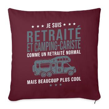 camping car retraité cadeau humour camping-car - Housse de coussin décorative 45 x 45 cm - bordeaux - Devant