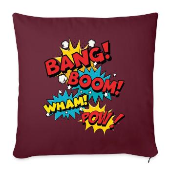 Bang Boom Pow Wham - Comic Sprechblasen - Sofakissenbezug 45 x 45 cm - Burgunderrot - Vorne