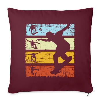 Vintage Skateboard Retro - Housse de coussin décorative 45 x 45 cm - bordeaux - Devant