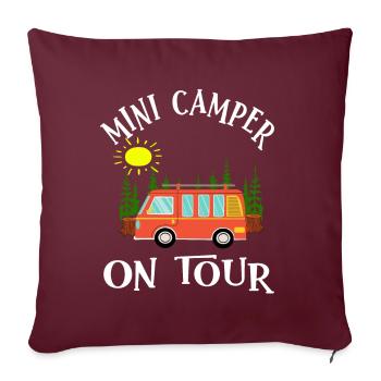 Petit campeur sur Tour Roadtrip Camping Bus - Housse de coussin décorative 45 x 45 cm - bordeaux - Devant