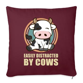 Vache vache vache vaches vaches amoureux de vaches cadeau - Housse de coussin décorative 45 x 45 cm - bordeaux - Devant