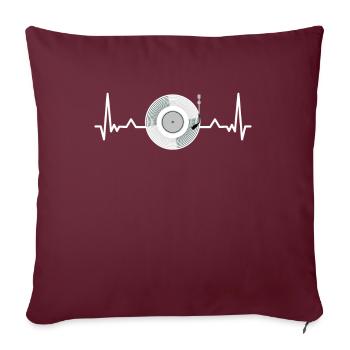 Disques vinyle à disques de disques cardiaques - Housse de coussin décorative 45 x 45 cm - bordeaux - Devant