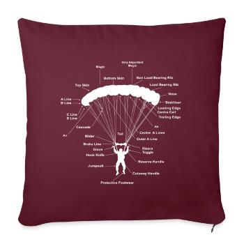 Parachute Anatomy Magic Skydiving Paraglider - Sofa pillowcase 17,3'' x 17,3'' (45 x 45 cm) - burgundy - Front