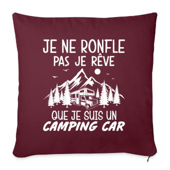 Je Rêve Que Je Suis Un Camping Car Humour Campeur - Housse de coussin décorative 45 x 45 cm - bordeaux - Devant