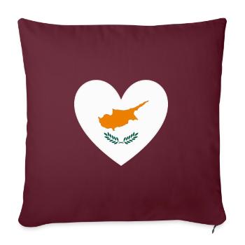 Drapeau de Chypre Coeur - Housse de coussin décorative 45 x 45 cm - bordeaux - Devant