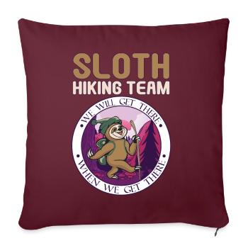 Sloth Hiking team paresseux tranquillité randonnée randonnée - Housse de coussin décorative 45 x 45 cm - bordeaux - Devant