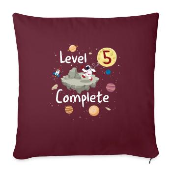 Astronaute 5ème anniversaire niveau 5 Espace complet - Housse de coussin décorative 45 x 45 cm - bordeaux - Devant
