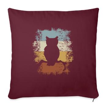 Retro Vintage Eule auf einem Ast - Sofakissenbezug 45 x 45 cm - Burgunderrot - Vorne